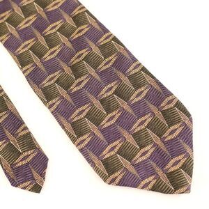 Croft & Barrow Purple Green Abstract Wide Silk‎ Tie